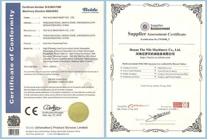 The Nile machinery obtained CE certification